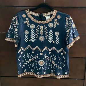 Embroidered Navy Shirt